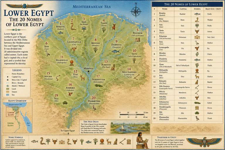 The 20 Nomes of Lower Egypt