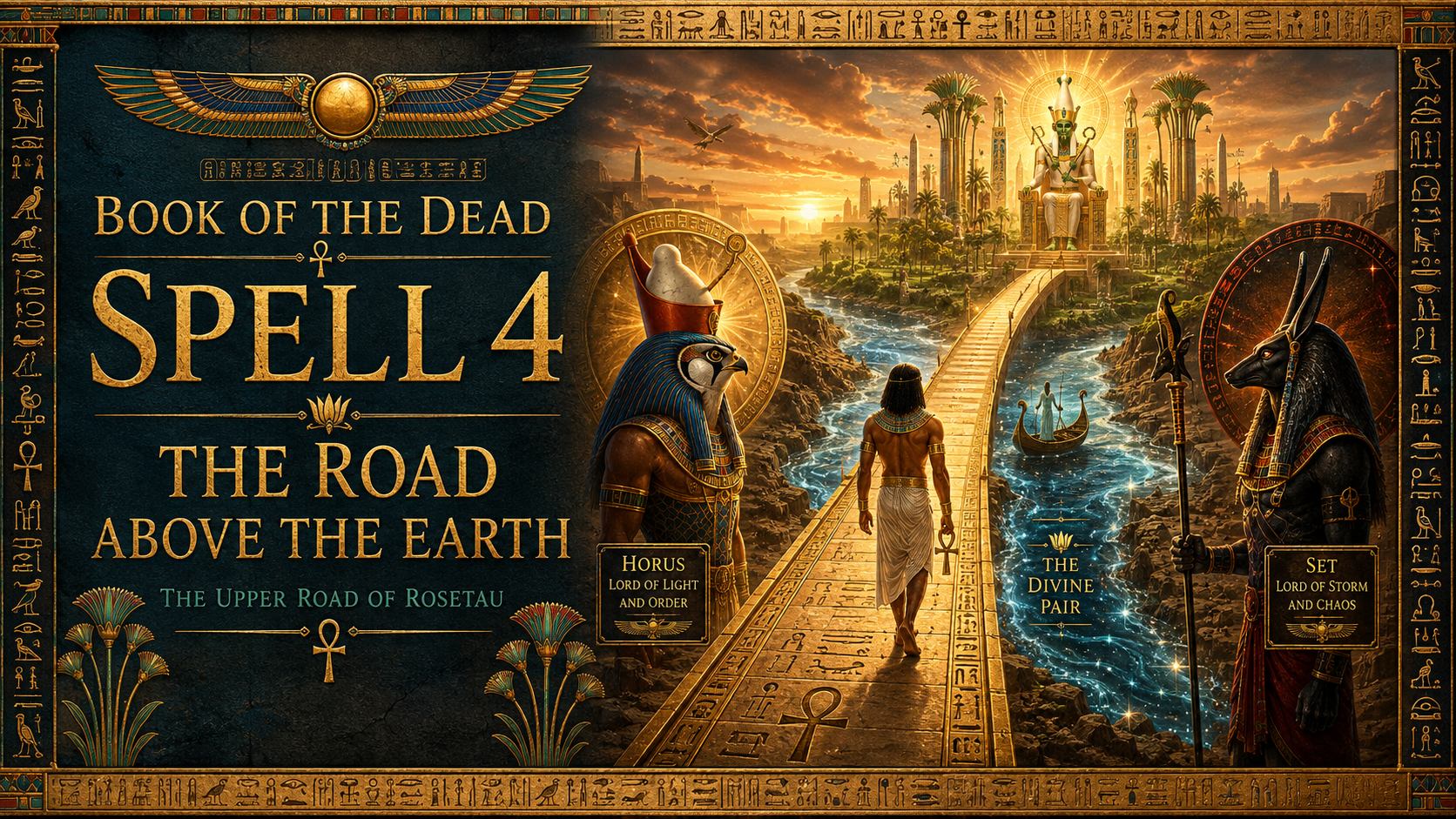 Book of the Dead Spell 4 showing the deceased traveling on the upper road of Rosetau