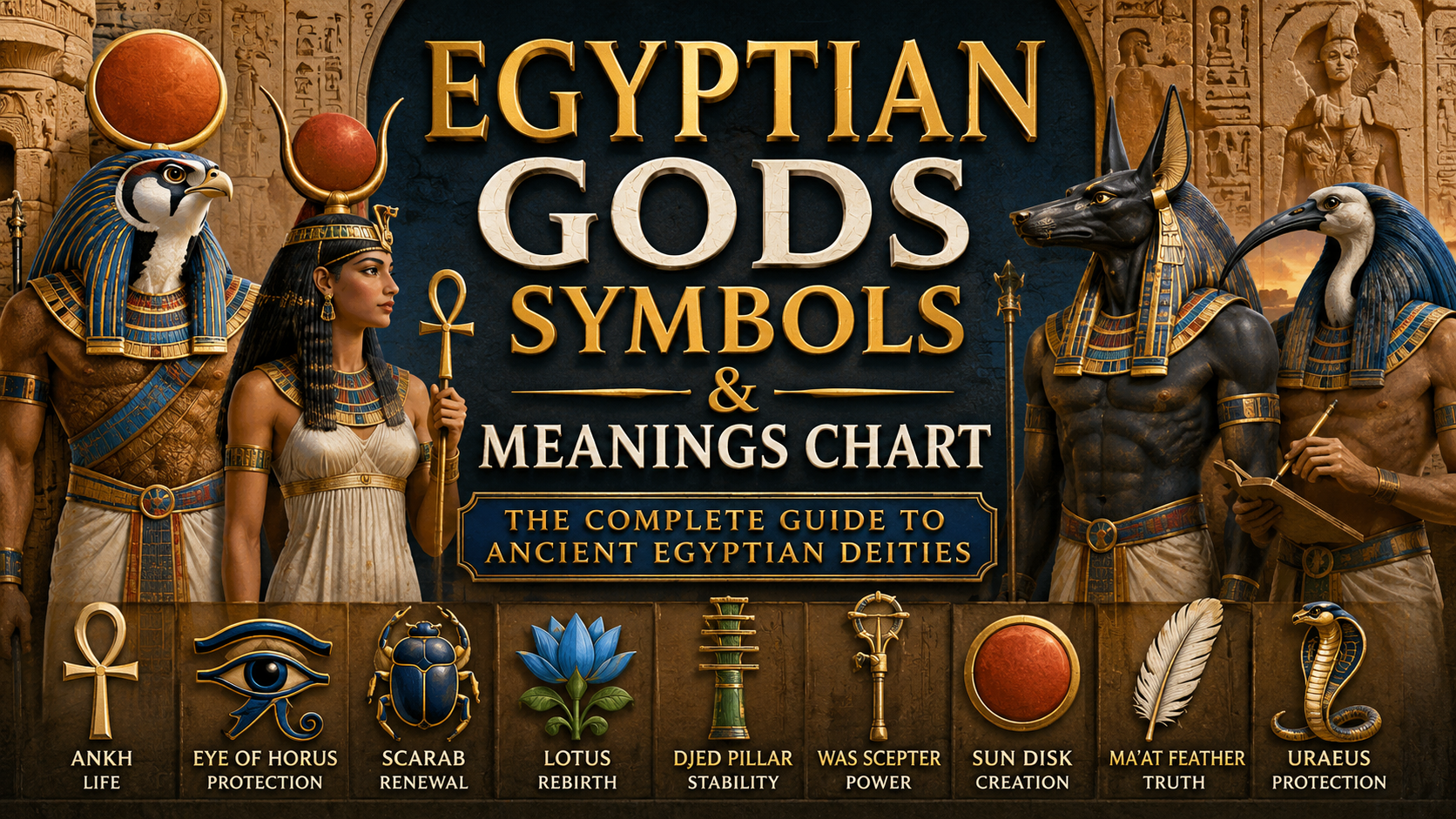 Egyptian Gods Symbols and Meanings Chart: A Complete Guide to Ancient Egyptian Deities