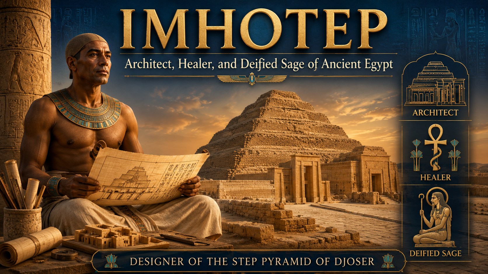 Imhotep: The Architect, Healer, and Deified Sage of Ancient Egypt