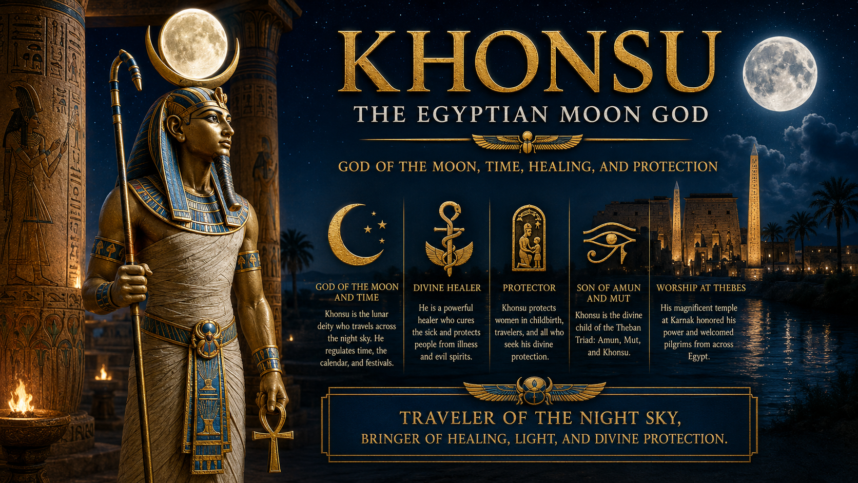 Khonsu: The Egyptian Moon God of Time, Healing, and Protection