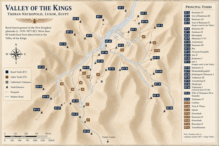 Map of the Valley of the Kings in Egypt