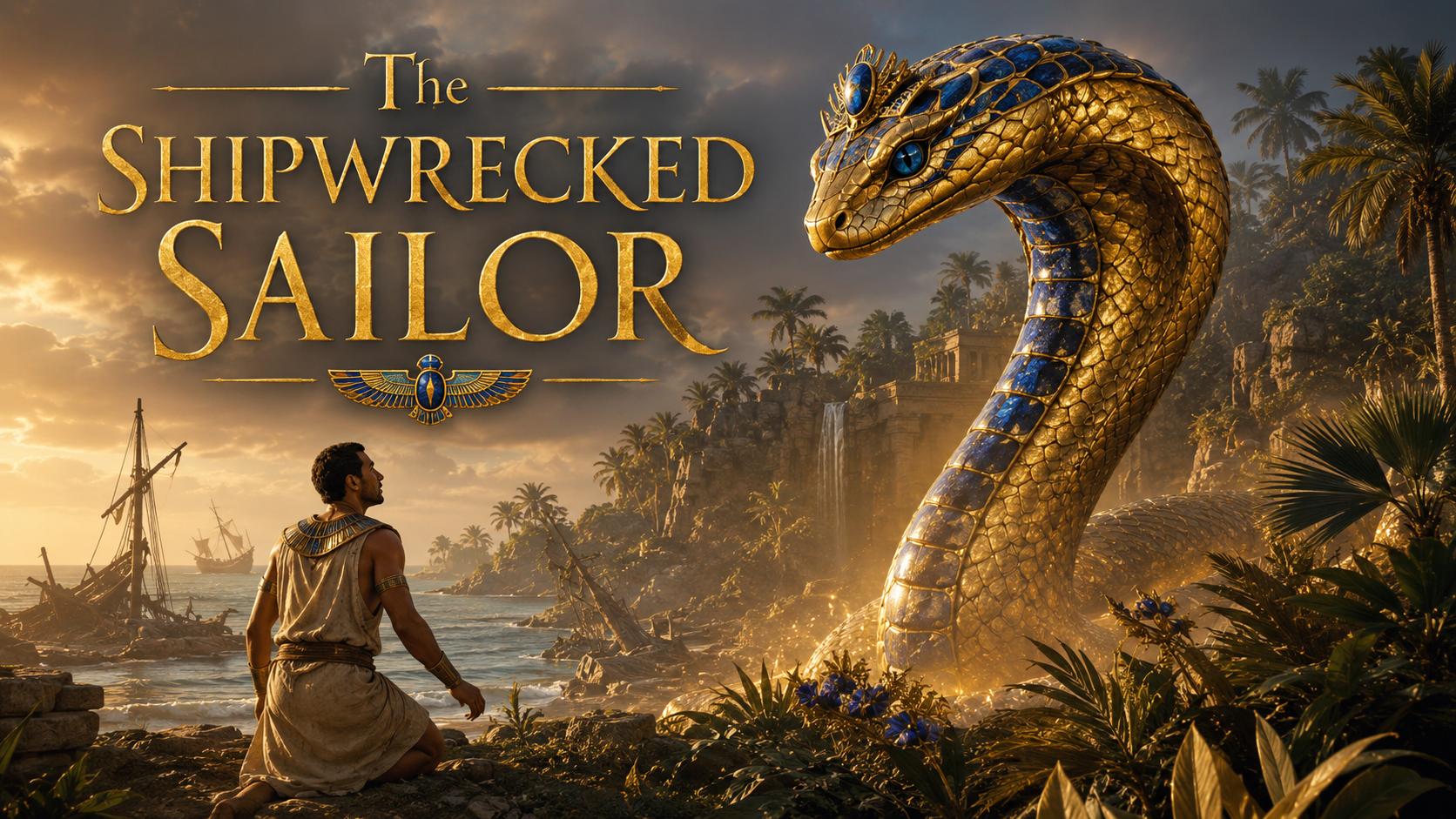 The Shipwrecked Sailor, an ancient Egyptian tale of a lost mariner, a magical island, and a giant golden serpent. - Ancient Society The Shipwrecked Sailor, an ancient Egyptian tale of a lost mariner, a magical island, and a giant golden serpent.