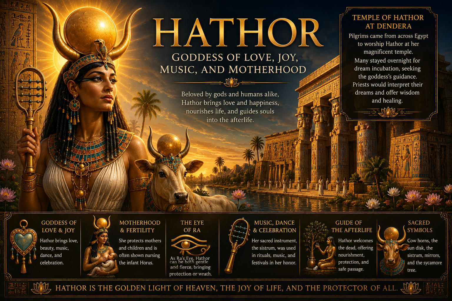 Hathor: The Egyptian Goddess of Love, Joy, Music, and Motherhood